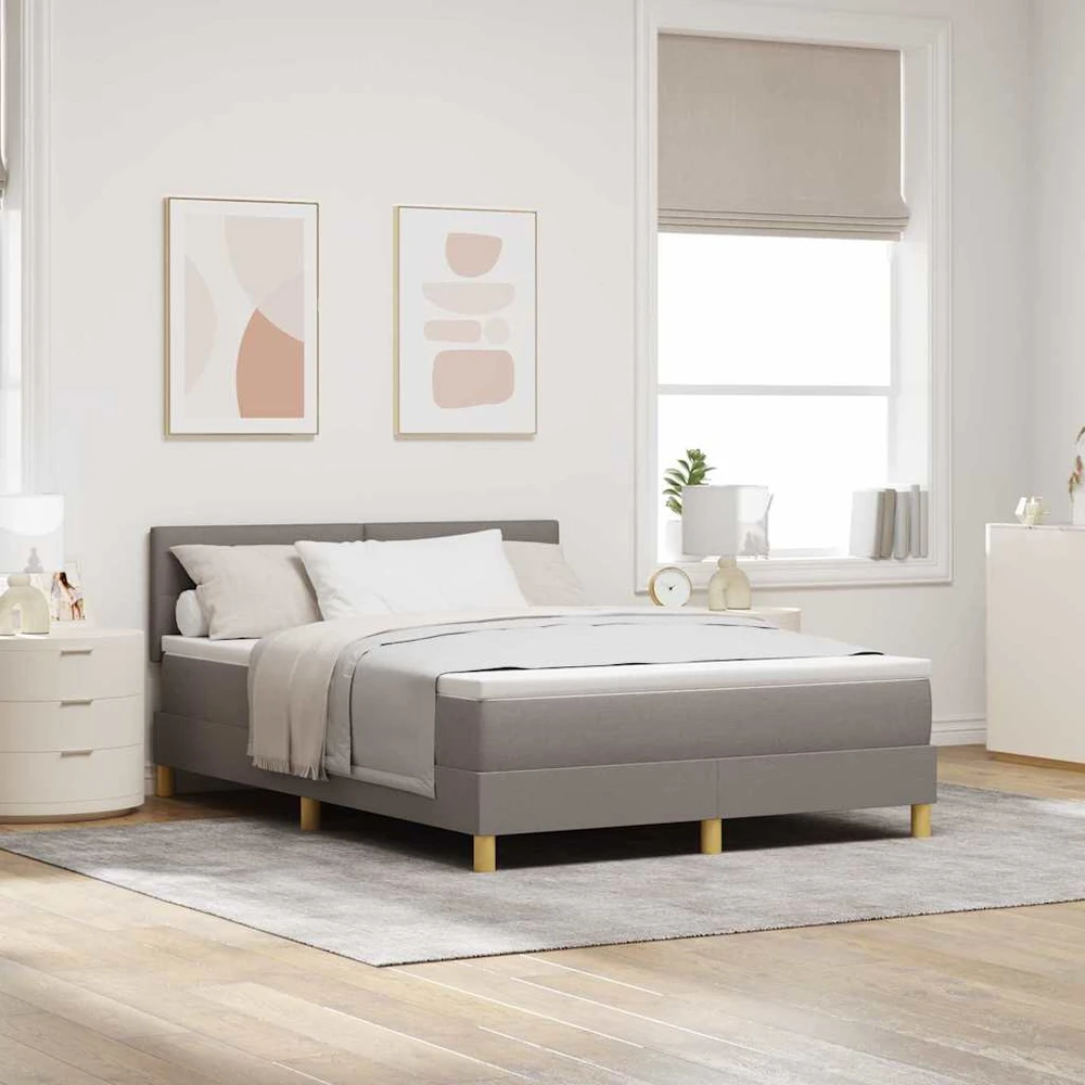 LED Čiužinio Lova su galvūgalio Taupe 140 x 200 cm audinys