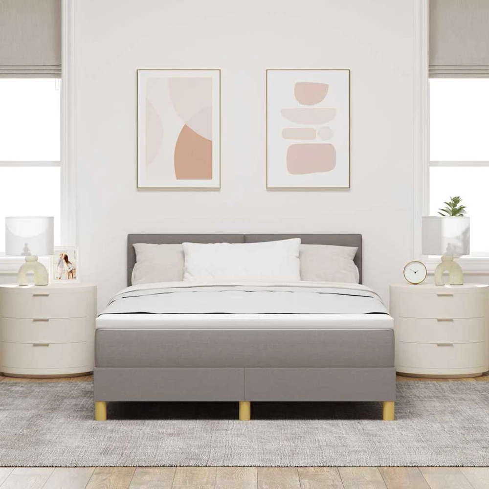 LED Čiužinio Lova su galvūgalio Taupe 140 x 200 cm audinys