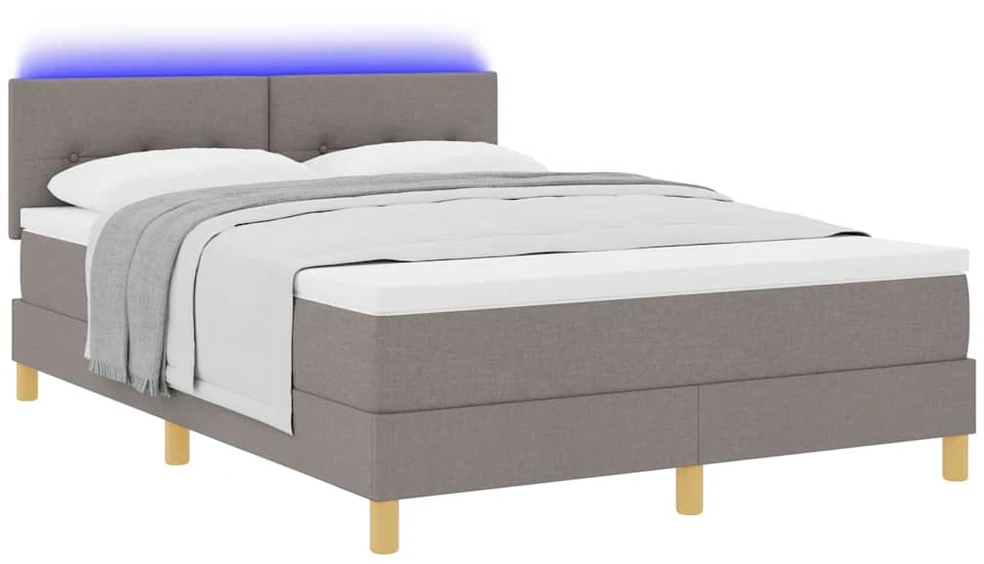 LED Čiužinio Lova su galvūgalio Taupe 140 x 200 cm audinys