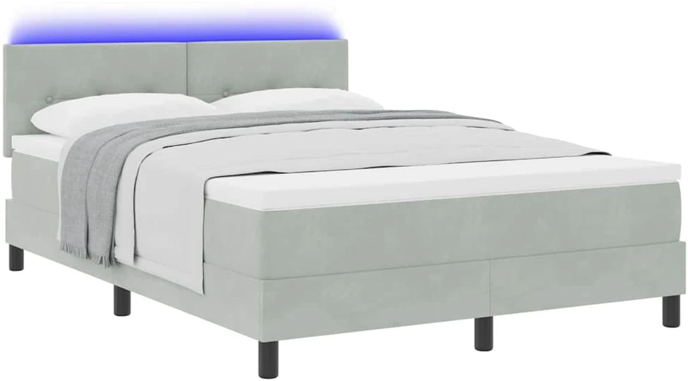 LED Čiužinio Lova Šviesiai pilka 140 x 190 cm Aksomas