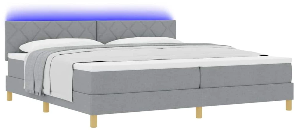 LED Čiužinio Lova Šviesiai pilka 200 x 200 cm audinys