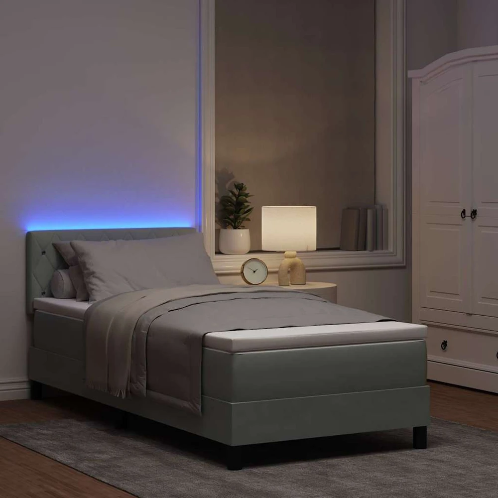 LED Čiužinio Lova Šviesiai pilka 90 x 200 cm Aksomas