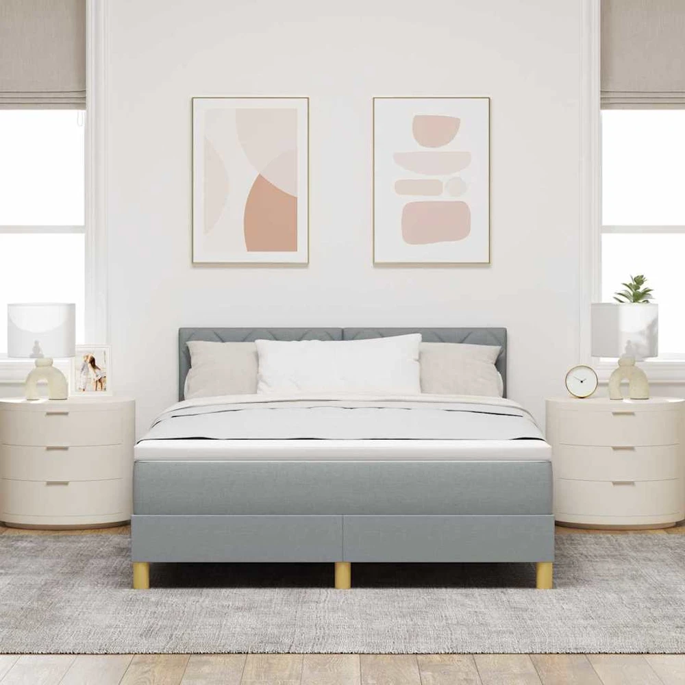 LED Čiužinio Lova Šviesiai pilka 160 x 200 cm audinys