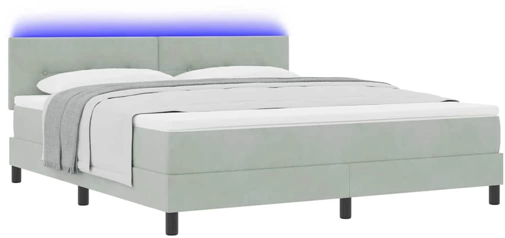 LED Čiužinio Lova su LED Šviesiai pilka 180 x 200 cm Aksomas