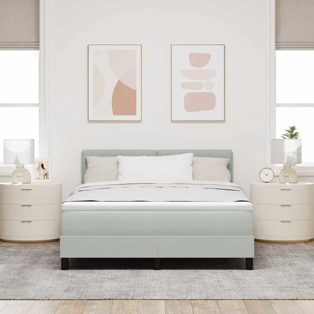 LED Čiužinio Lova Šviesiai pilka 140 x 190 cm Aksomas