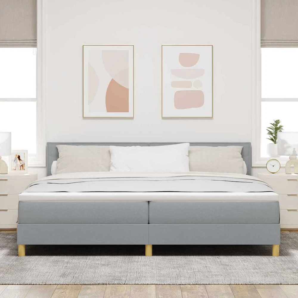 LED Čiužinio Lova Šviesiai pilka 200 x 200 cm audinys
