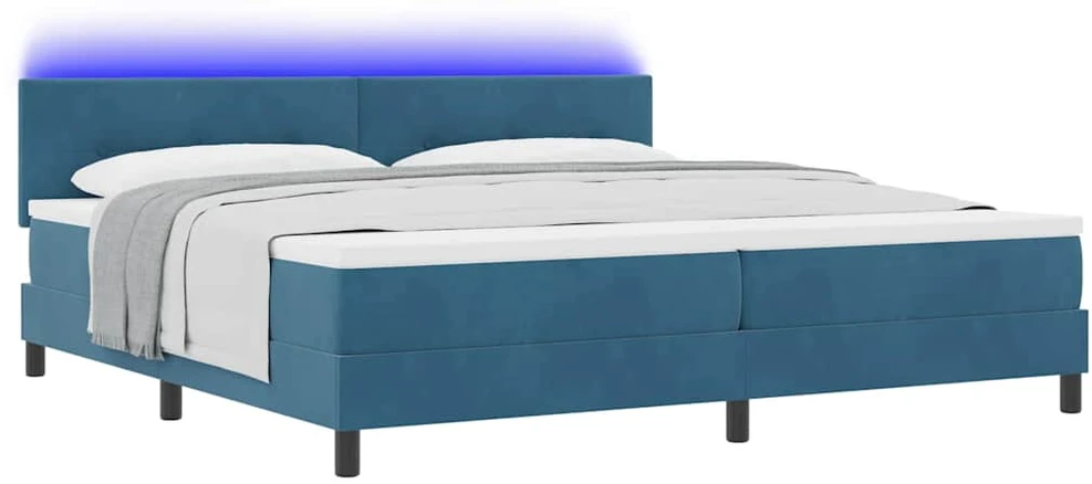 LED Čiužinio Lova Tamsiai mėlyna 200 x 200 cm Aksomas