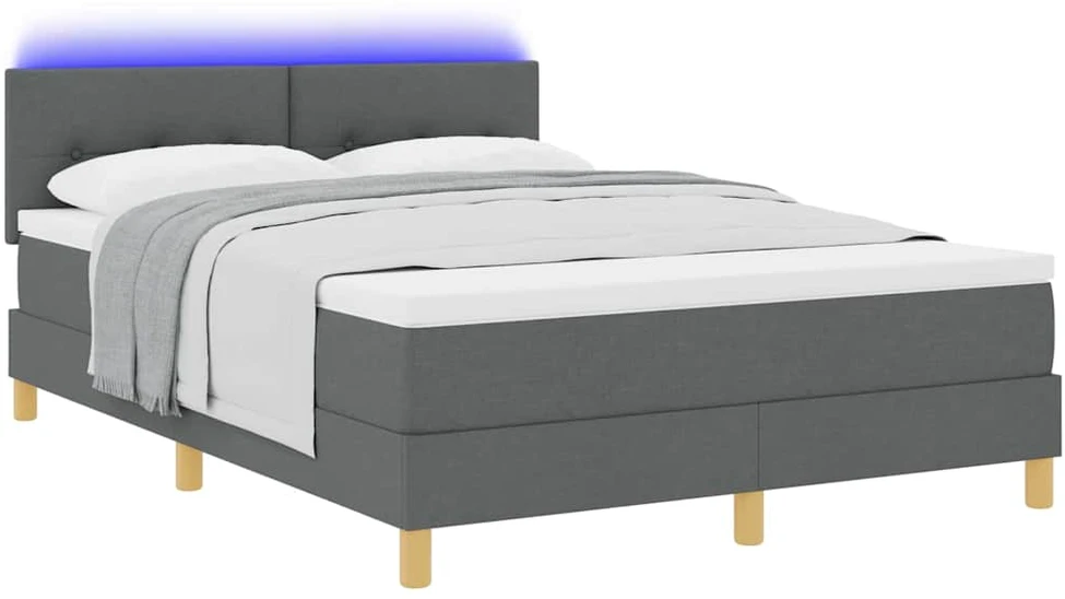 LED Čiužinio Lova Tamsiai pilka 160 x 200 cm audinys