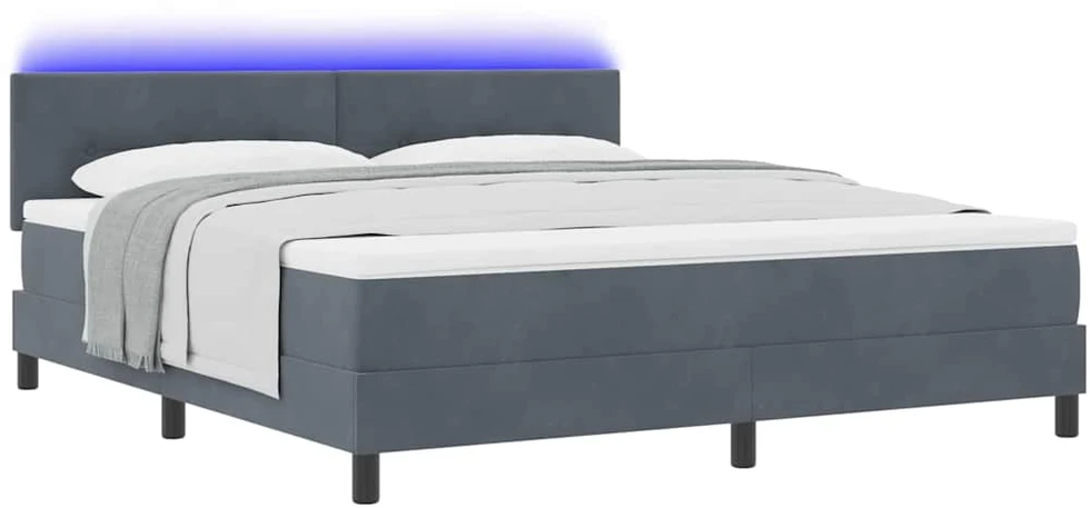 LED Čiužinio Lova Tamsiai pilka 180 x 200 cm Aksomas