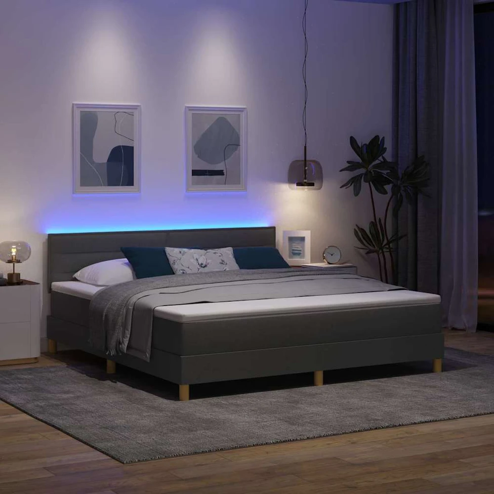 LED Čiužinio Lova Tamsiai pilka 180 x 200 cm audinys