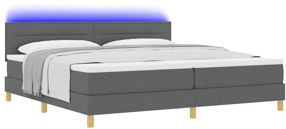 LED Čiužinio Lova Tamsiai pilka 200 x 200 cm audinys
