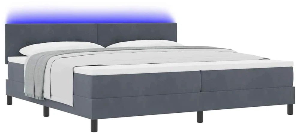 LED Čiužinio Lova Tamsiai pilka 200 x 200 cm Aksomas