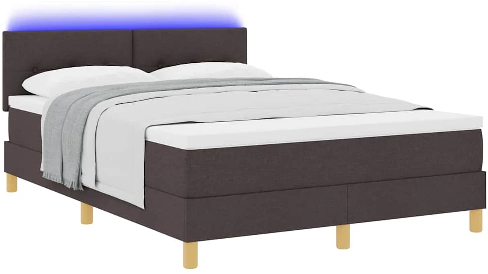 LED Čiužinio Lova su pagalve Tamsiai rudas 140 x 200 cm audinys
