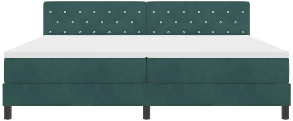 LED Čiužinio Lova su pagalve Tamsiai žalia 200 x 200 cm Aksomas