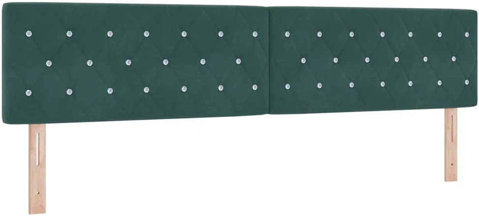 LED Čiužinio Lova su pagalve Tamsiai žalia 200 x 200 cm Aksomas