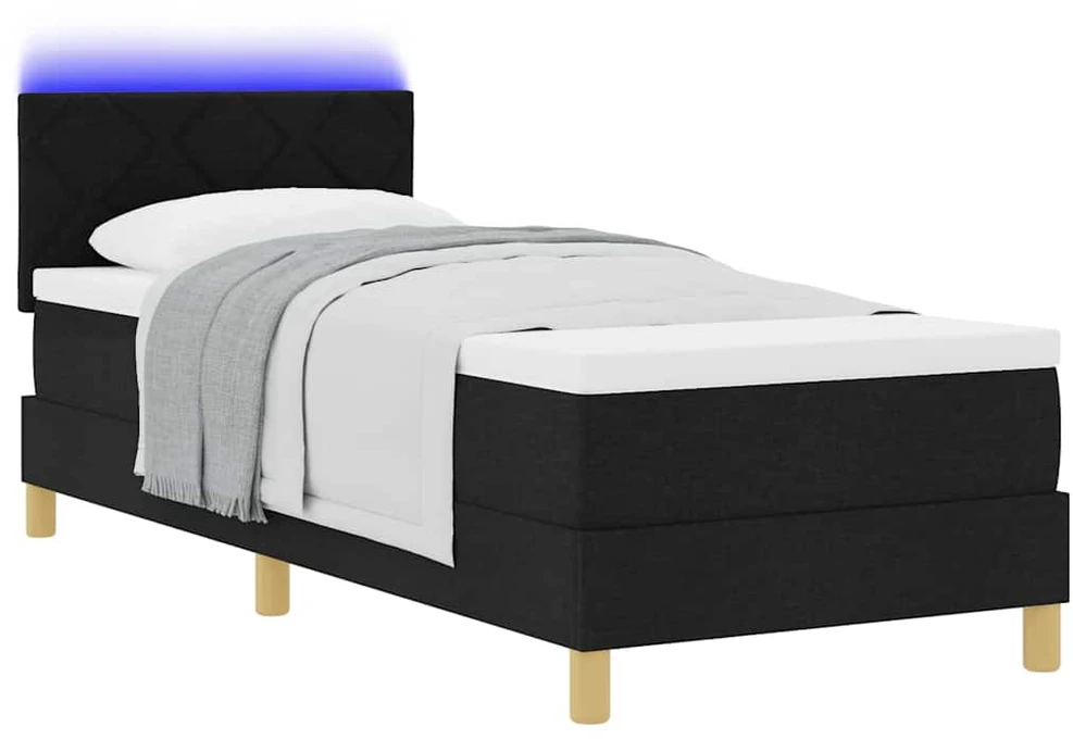LED Čiužinio Lova su pagalve Juodas 80 x 200 cm audinys