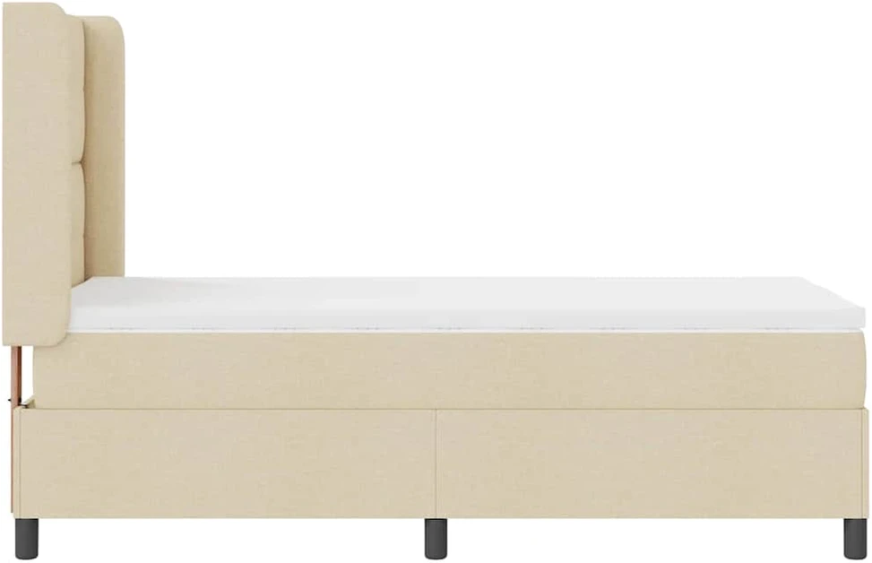 LED Čiužinio Lova su pagalve Kreminė 100 x 200 cm audinys