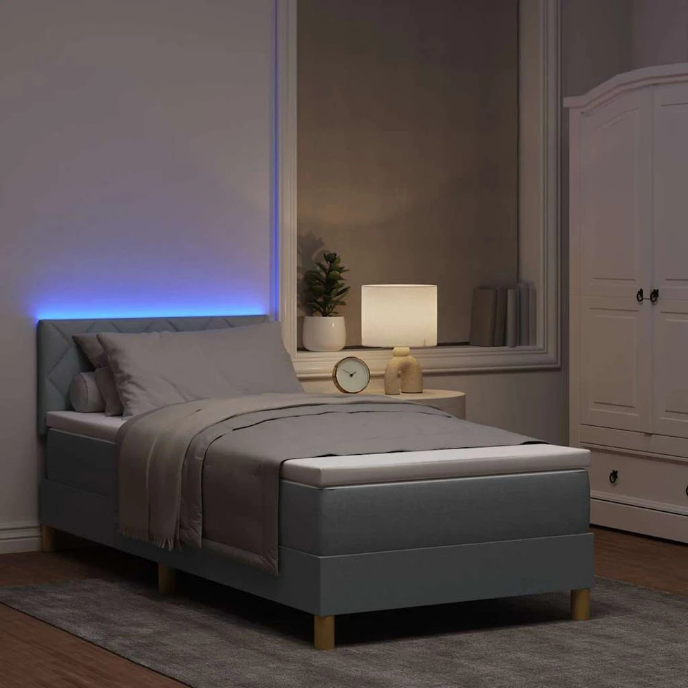 LED Čiužinio Lova Šviesiai pilka 100 x 200 cm audinys