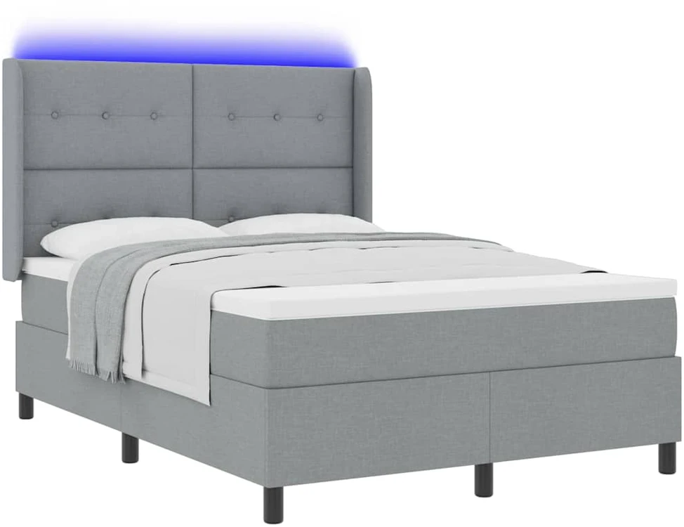 LED Čiužinio Lova Šviesiai pilka 140 x 190 cm audinys