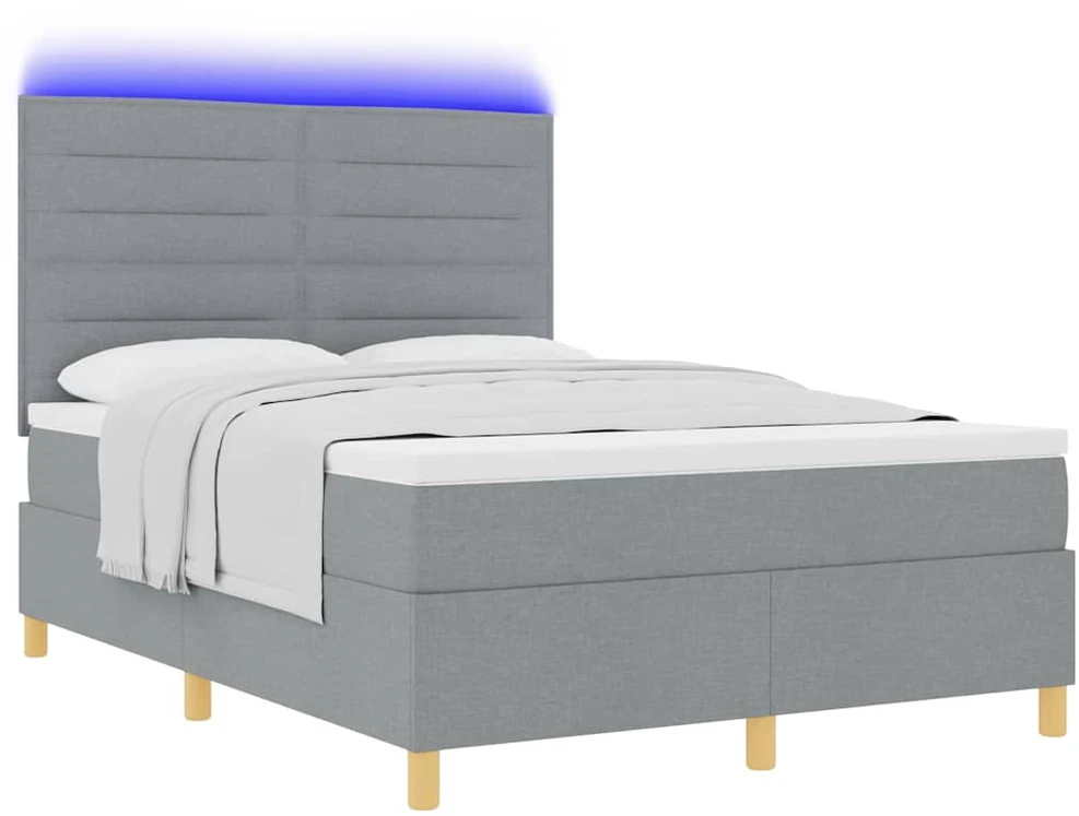 LED Čiužinio Lova Šviesiai pilka 140 x 190 cm audinys