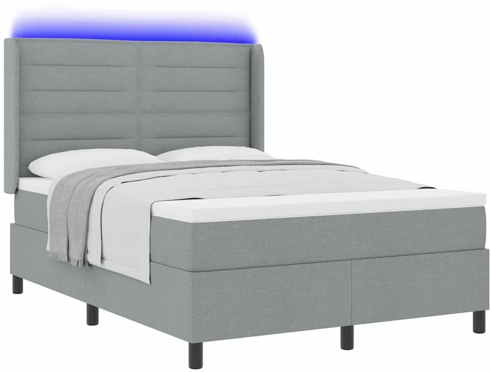 LED Čiužinio Lova Šviesiai pilka 140 x 190 cm audinys