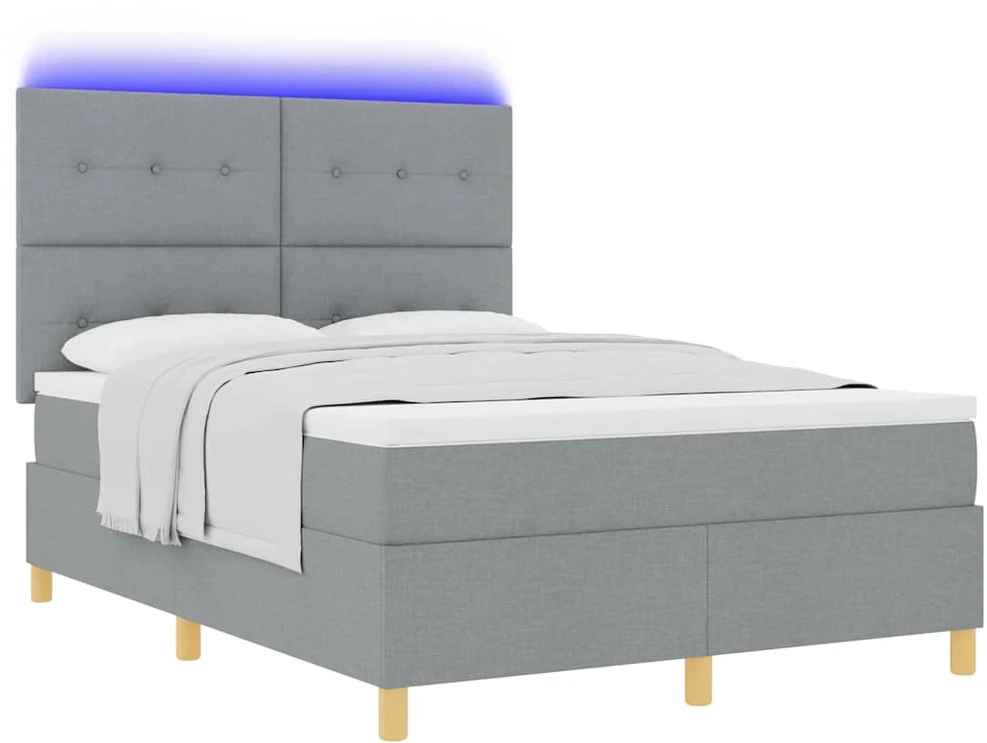LED Čiužinio Lova Šviesiai pilka 160 x 200 cm audinys