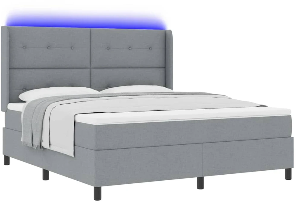 LED Čiužinio Lova Šviesiai pilka 180 x 200 cm audinys