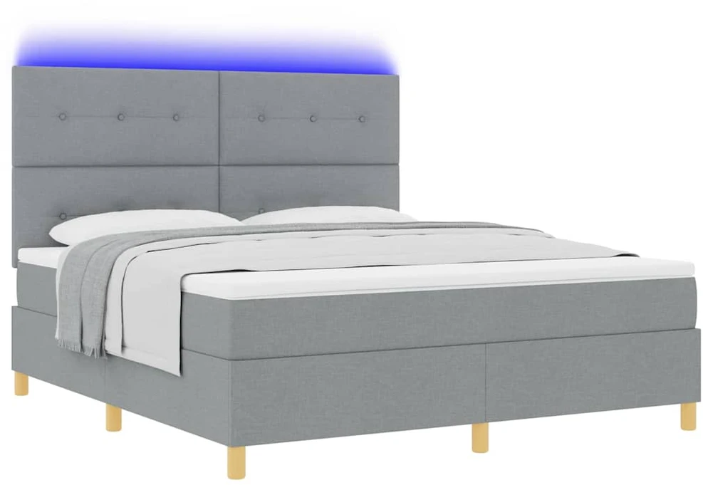 LED Čiužinio Lova Šviesiai pilka 180 x 200 cm audinys