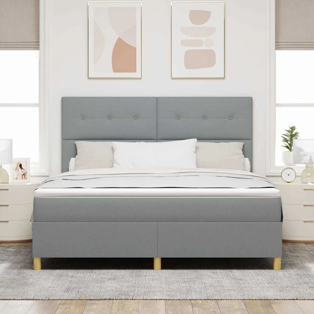 LED Čiužinio Lova Šviesiai pilka 180 x 200 cm audinys