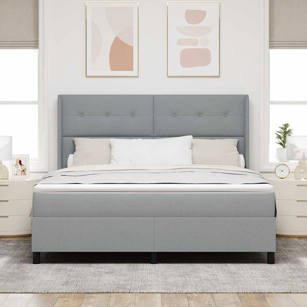 LED Čiužinio Lova Šviesiai pilka 180 x 200 cm audinys