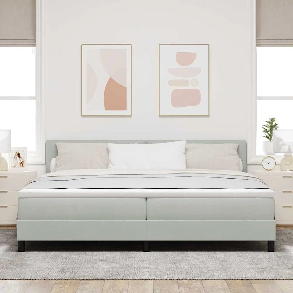 LED Čiužinio Lova Šviesiai pilka 200 x 200 cm Aksomas