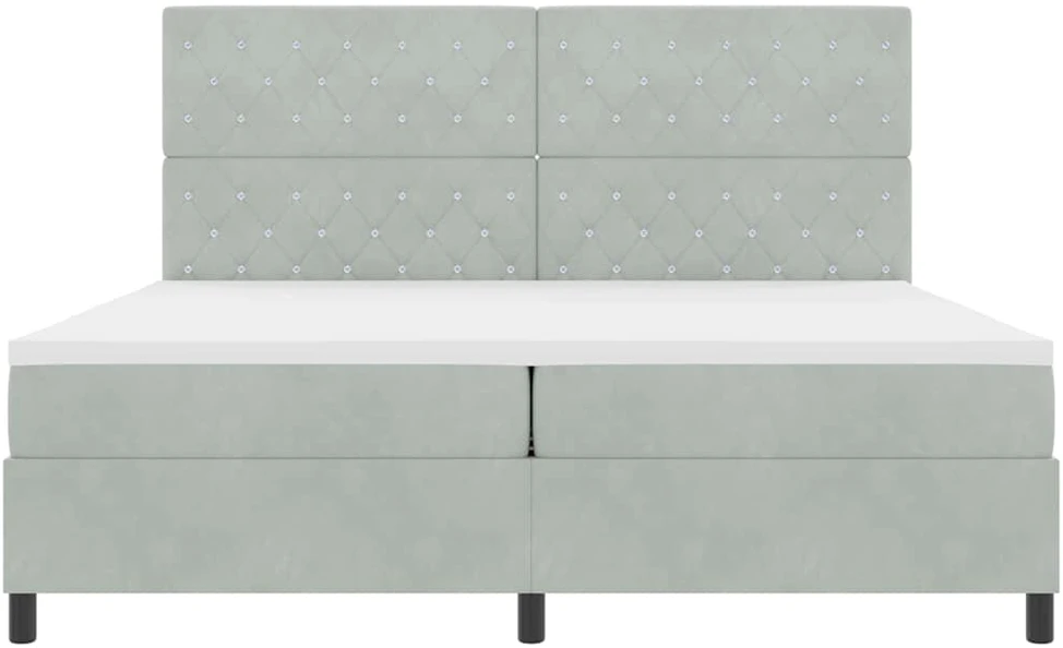 LED Čiužinio Lova Šviesiai pilka 200 x 200 cm Aksomas