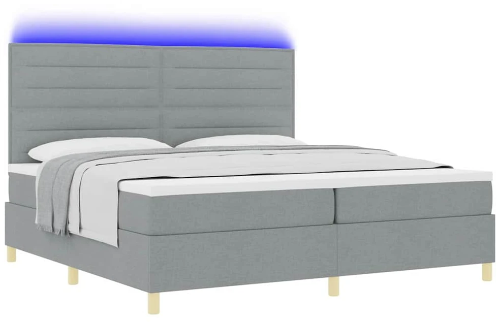 LED Čiužinio Lova Šviesiai pilka 200 x 200 cm audinys