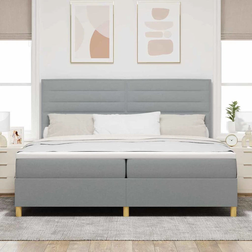 LED Čiužinio Lova Šviesiai pilka 200 x 200 cm audinys