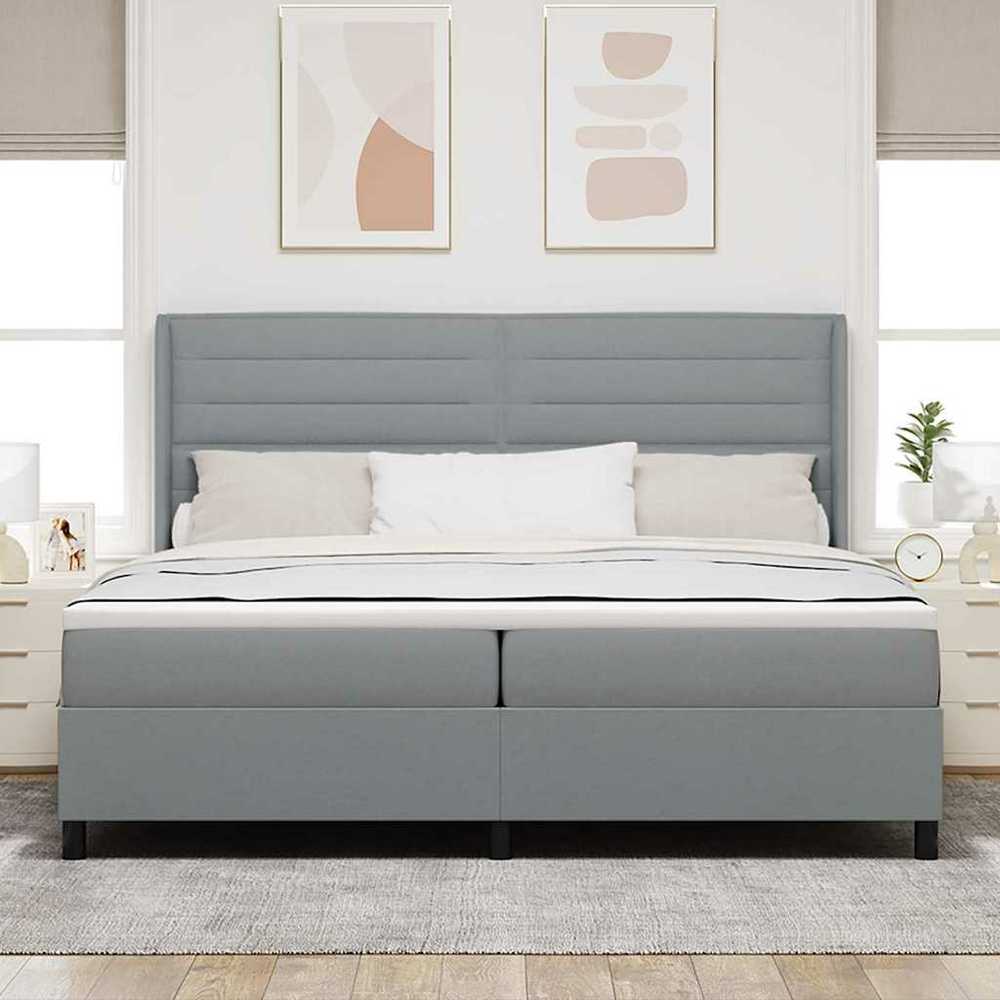 LED Čiužinio Lova Šviesiai pilka 200 x 200 cm audinys
