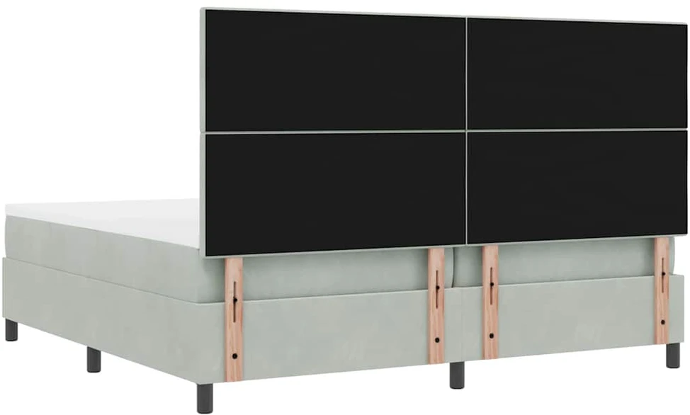 LED Čiužinio Lova Šviesiai pilka 200 x 200 cm Aksomas