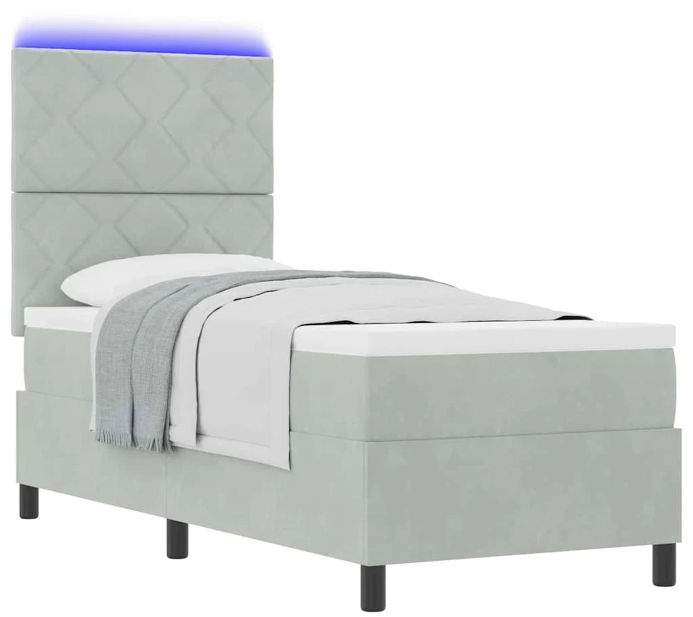 LED Čiužinio Lova Šviesiai pilka 80 x 200 cm Aksomas