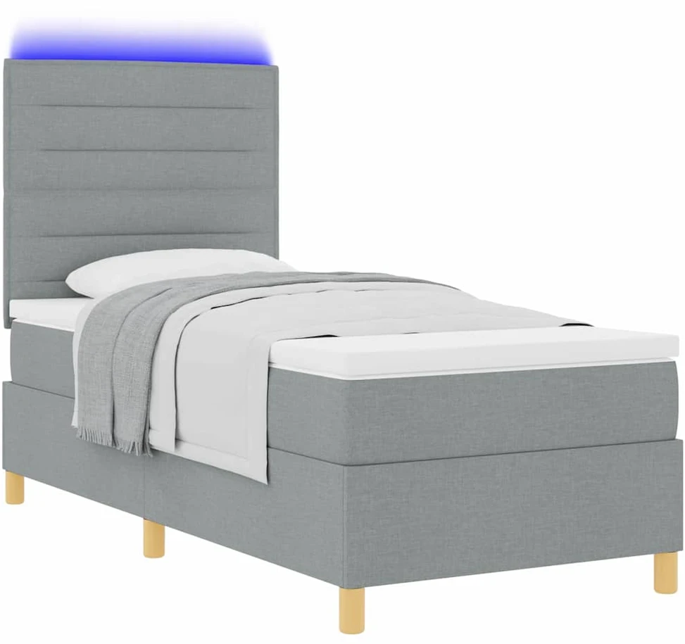 LED Čiužinio Lova Šviesiai pilka 80 x 200 cm audinys