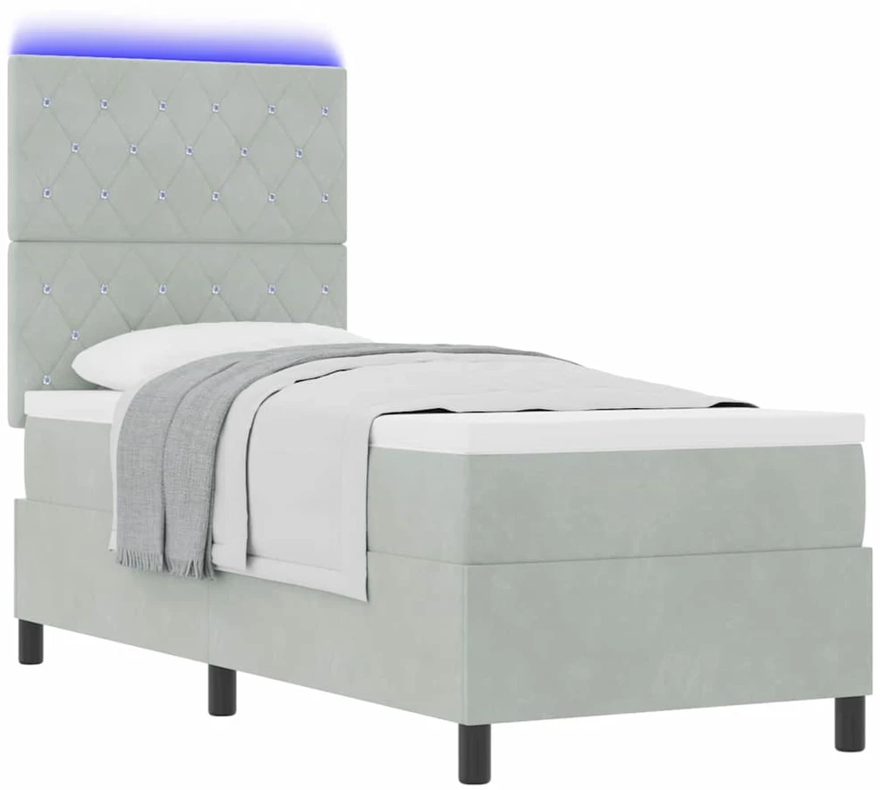 LED Čiužinio Lova Šviesiai pilka 80 x 200 cm audinys
