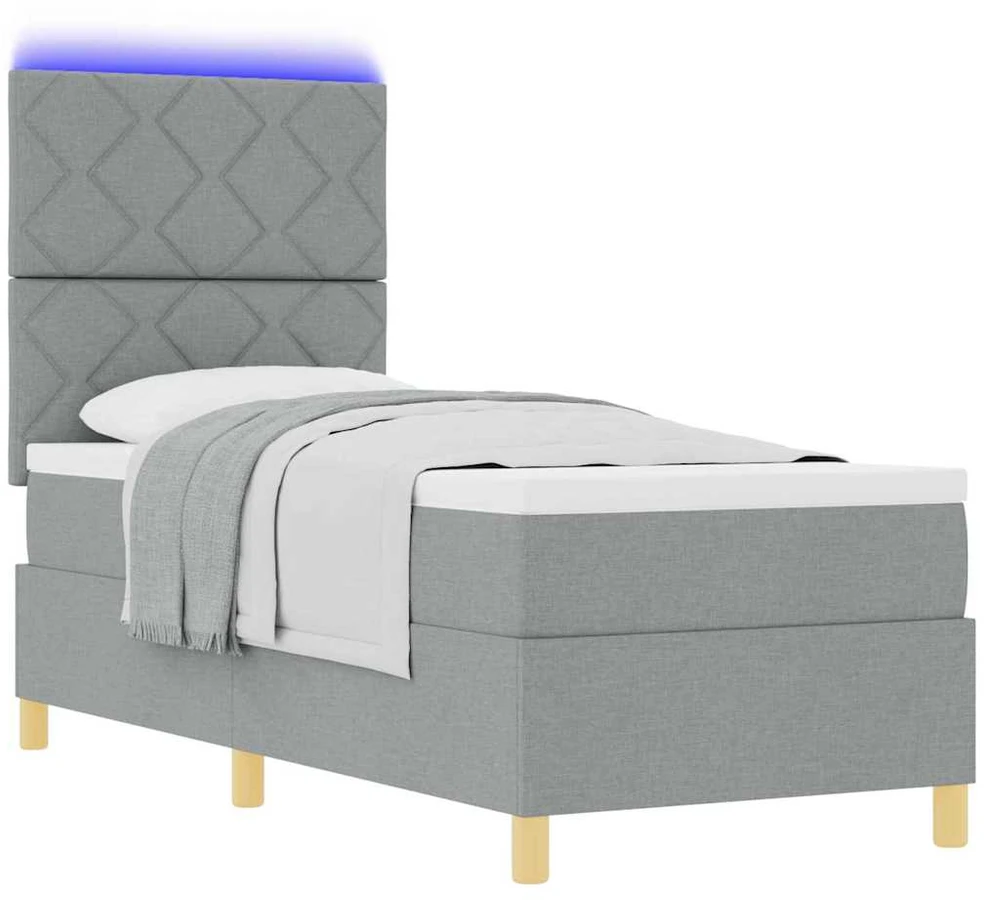 LED Čiužinio Lova Šviesiai pilka 80 x 200 cm audinys