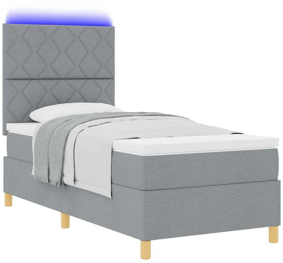 LED Čiužinio Lova Šviesiai pilka 90 x 190 cm audinys
