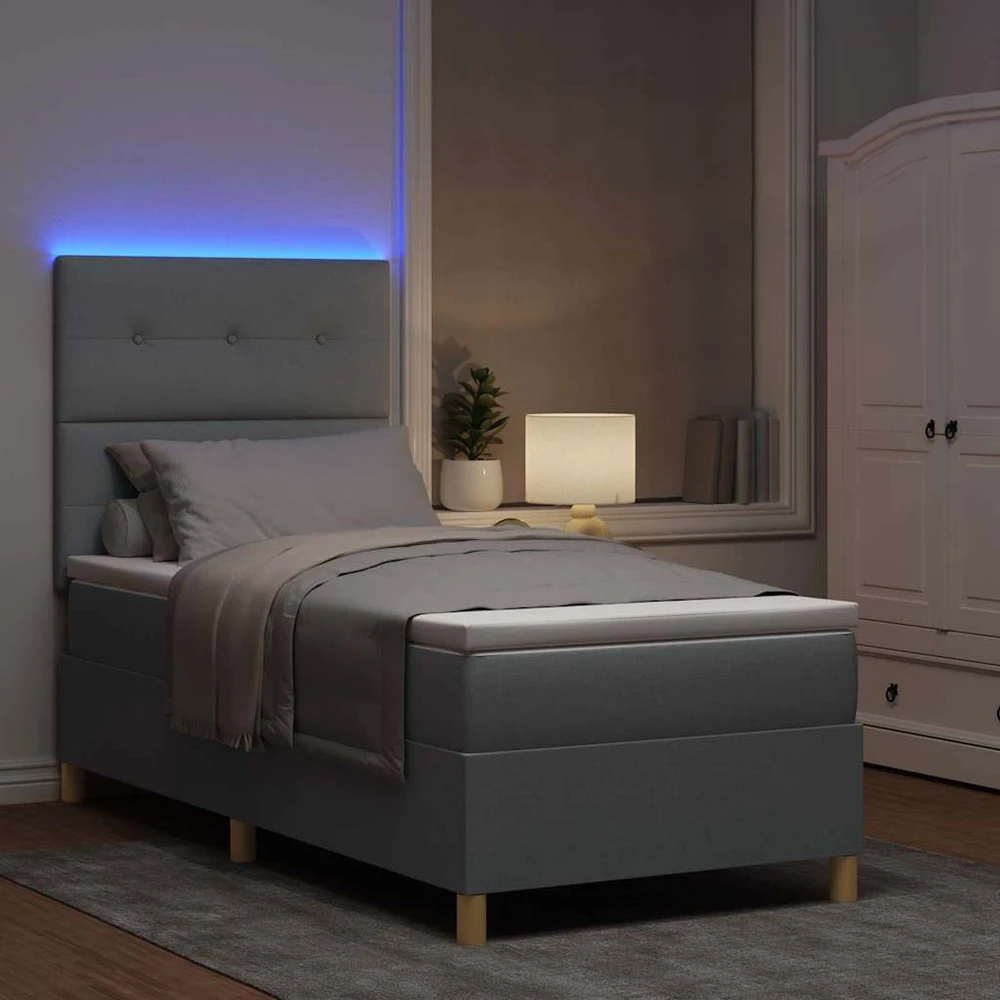 LED Čiužinio Lova Šviesiai pilka 90 x 200 cm audinys