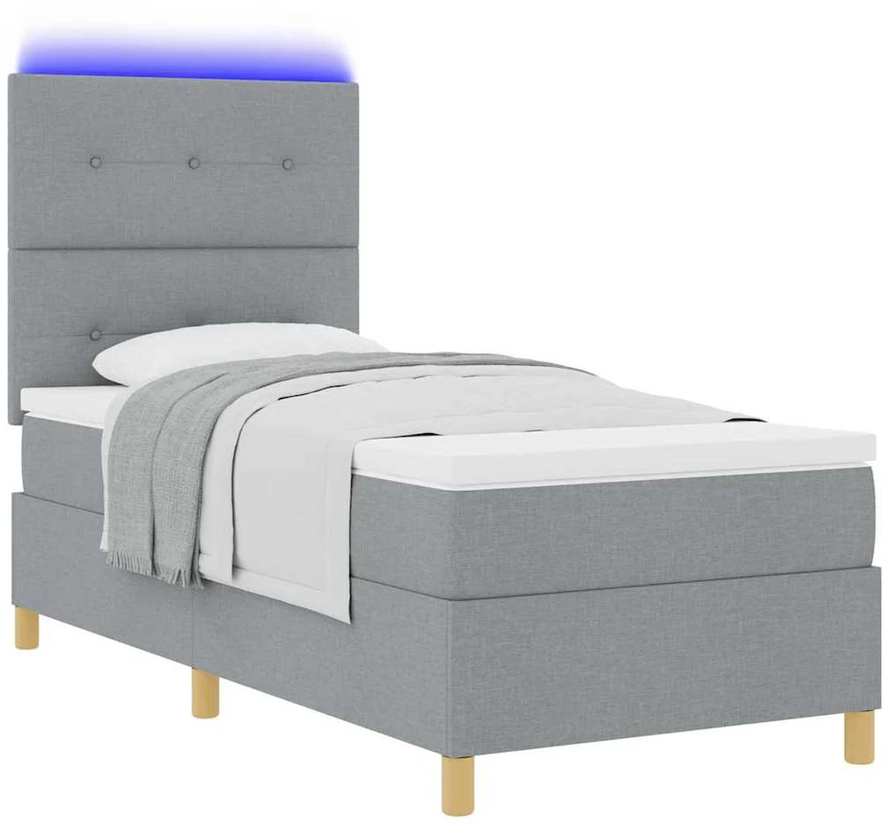 LED Čiužinio Lova Šviesiai pilka 90 x 200 cm audinys