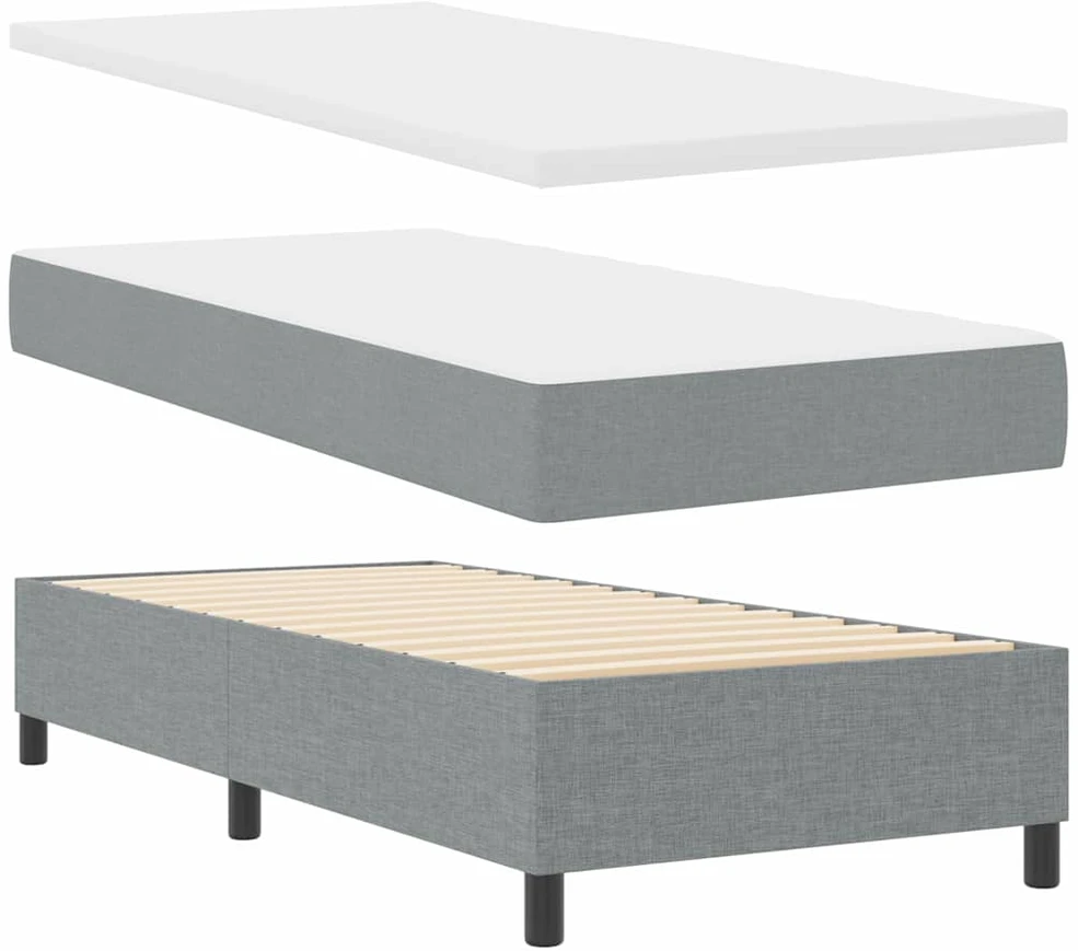 LED Čiužinio Lova Šviesiai pilka 90 x 200 cm audinys