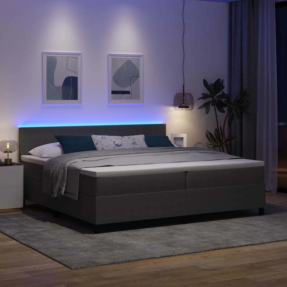 LED Čiužinio Lova Šviesiai pilka ir balta. 200 x 200 cm
