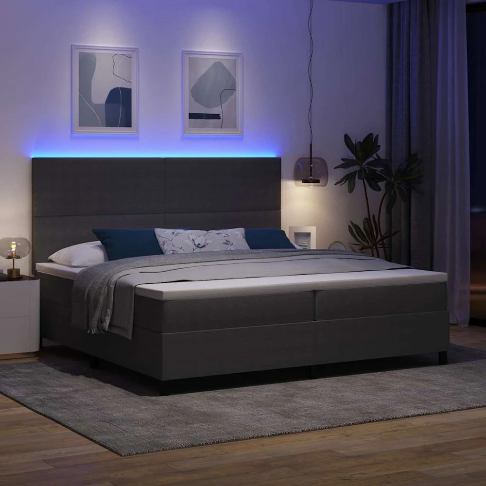 LED Čiužinio Lova Šviesiai pilka ir balta. 200 x 200 cm