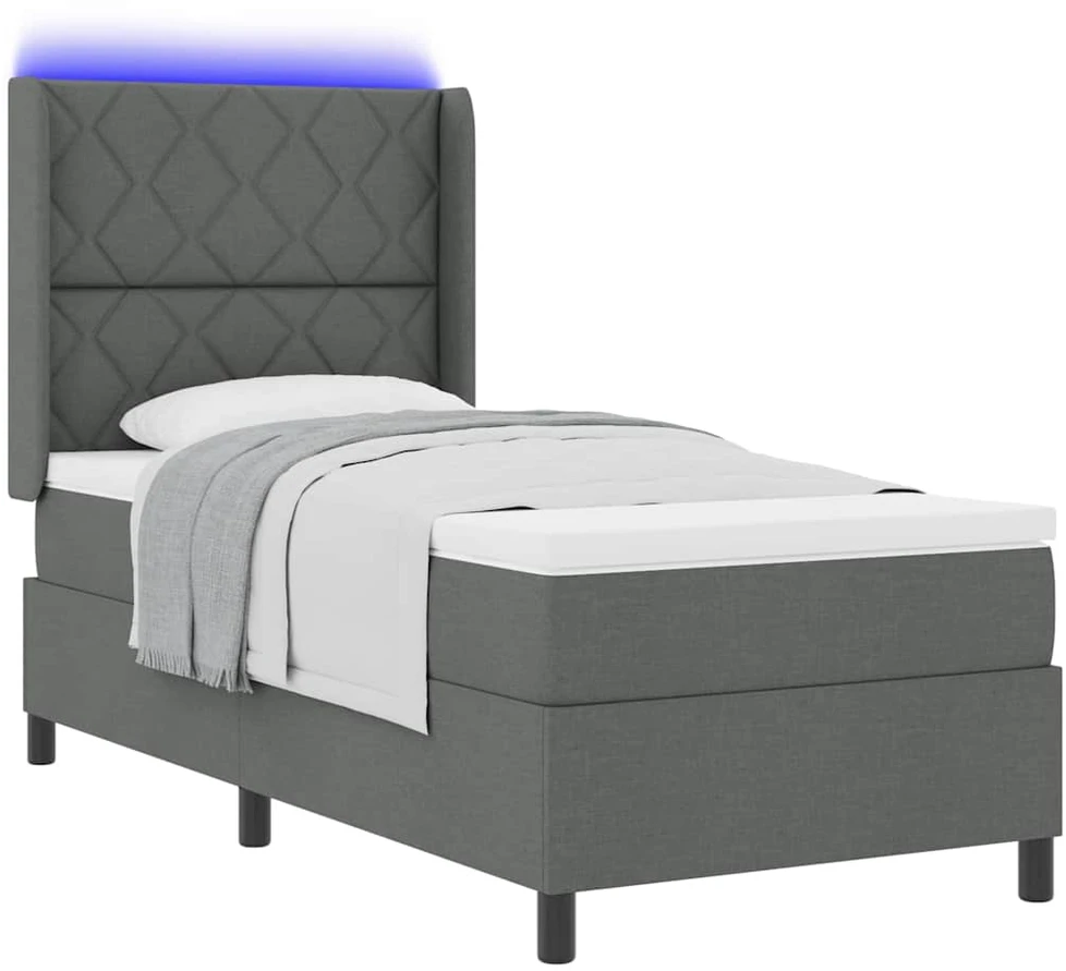 LED Čiužinio Lova Tamsiai pilka 100 x 200 cm audinys