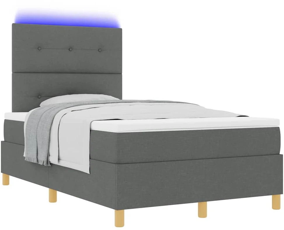 LED Čiužinio Lova Tamsiai pilka 120 x 190 cm audinys
