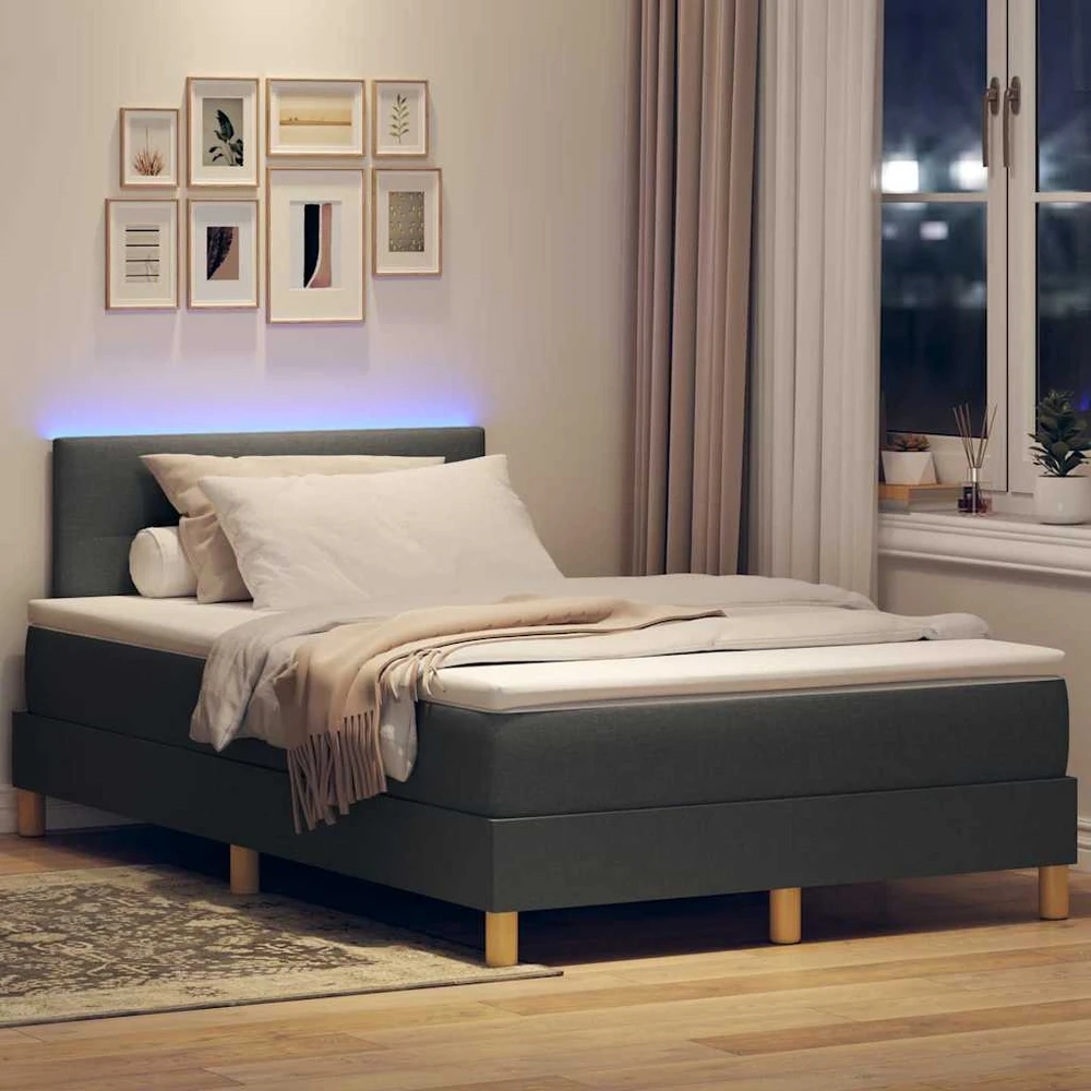 LED Čiužinio Lova Tamsiai pilka 120 x 190 cm audinys