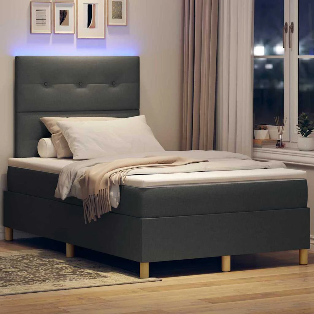 LED Čiužinio Lova Tamsiai pilka 120 x 190 cm audinys